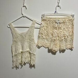 Crotchet set top/short Ivory Beach Summer Medium/Small Derek Heart